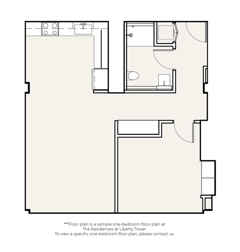 Floor plan for 1 bed, 1 bath, 855 sqft